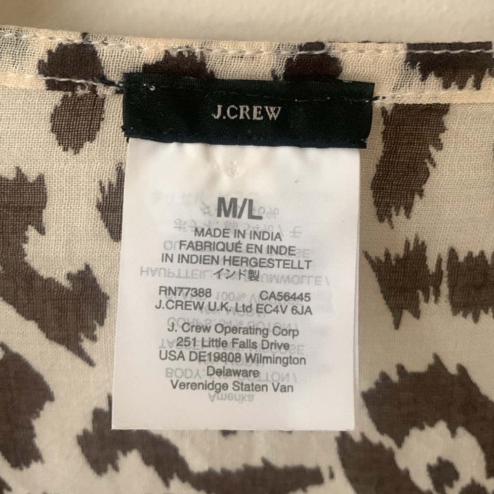 J Crew Leopard open front fringe detail kimono cape cardigan swim coverup SZ M/L - Picture 3 of 14